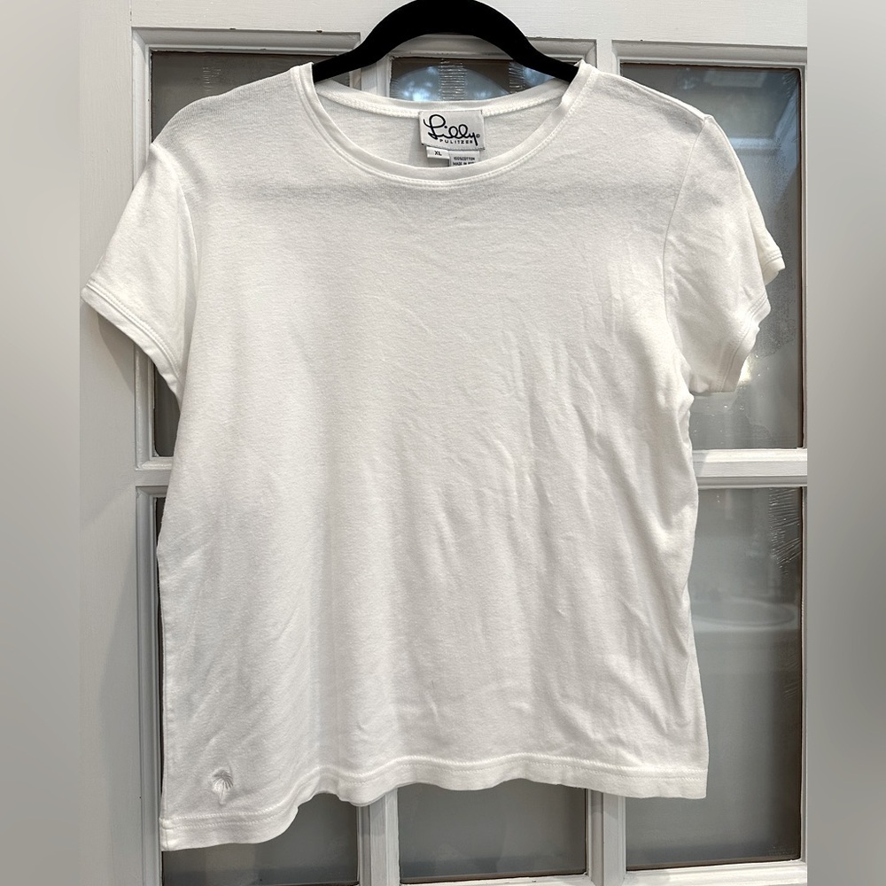 Vintage Lilly Pulitzer White Label White Cotton Top Tee Women’s Size XL